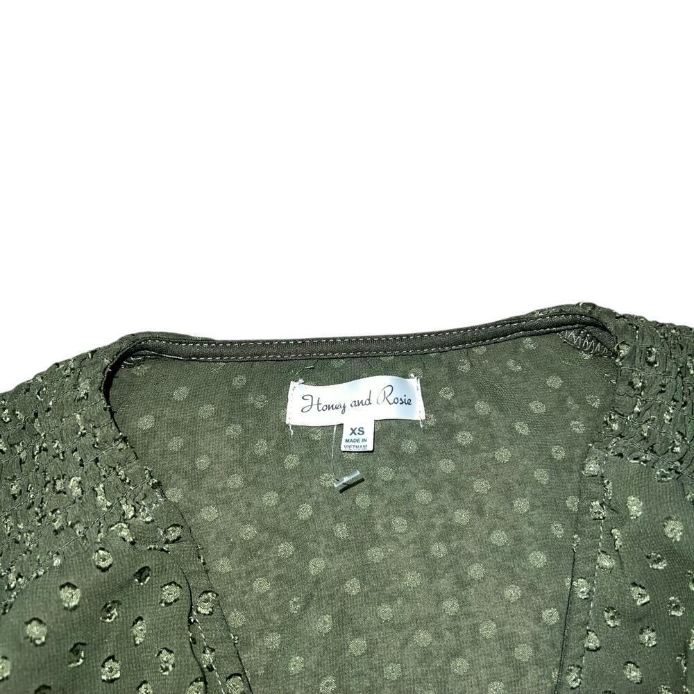 HONEY & ROSIE Sage Green Spotted Short Sleeve Ruffle Dress Size XS - Picture 4 of 9